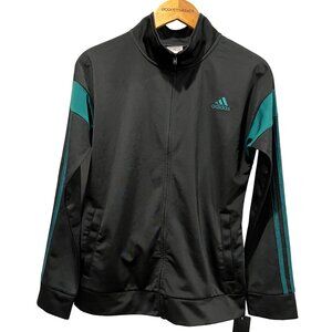 Adidas Boys Stripe Full Zip Track Jacket, Pockets, NWT, Black Green L (14-16)